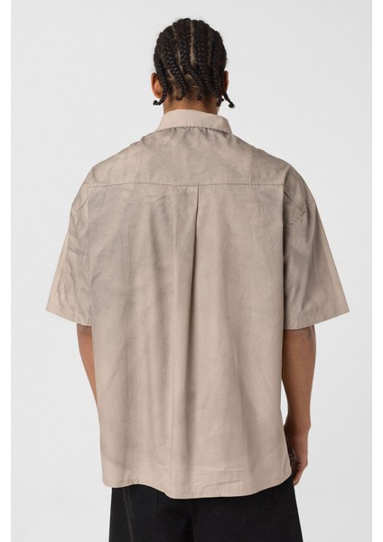 Oversize Yıkamalı Poplin Gömlek Taş modelleri