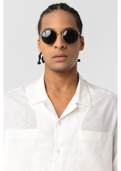 Çift Cepli Oversize Keten Gömlek Ekru indirimleri