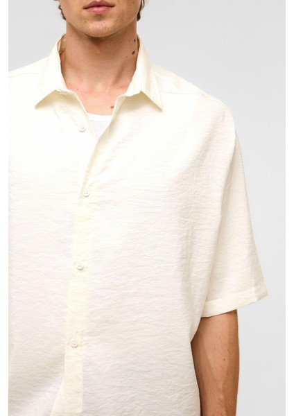 Basic Oversize Kısa Kollu Modal Gömlek Ekru indirimleri