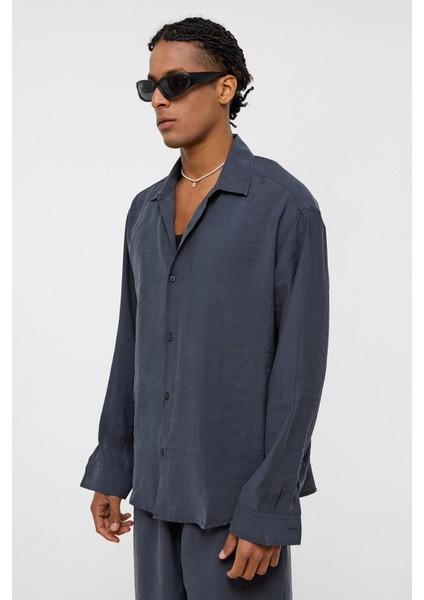 Basıc Oversize Uzun Kollu Modal Karışımlı Gömlek Antrasit modelleri