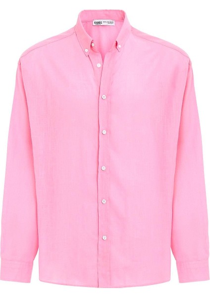 Basic Oversize Pamuk Keten Gömlek Pembe fiyatları