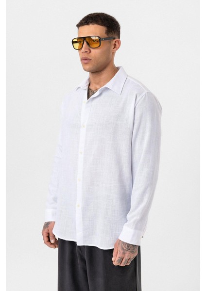 Uzun Kollu Basic Oversize Gömlek Ekru fırsatları