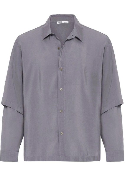 Çift Kol Detaylı Oversize Gömlek Gri fiyatları