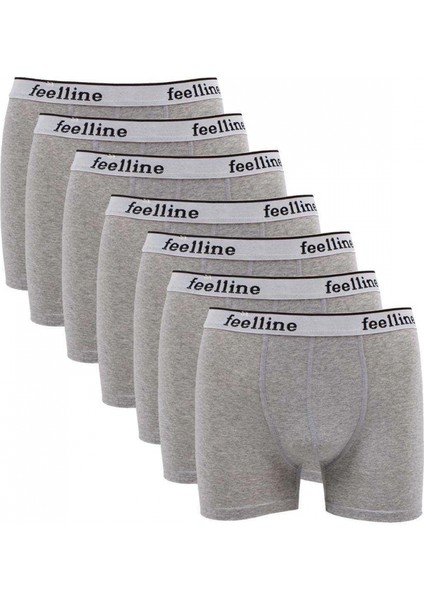 7 Adet Feelline Gri Pamuklu Doğal Likralı Erkek Boxer