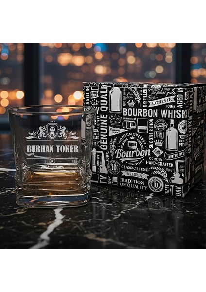 Erkeğe Özel Isim Yazılı Viski Bardağı – Onyx Serisi Lazer Kazıma Kişiselleştirilebilir