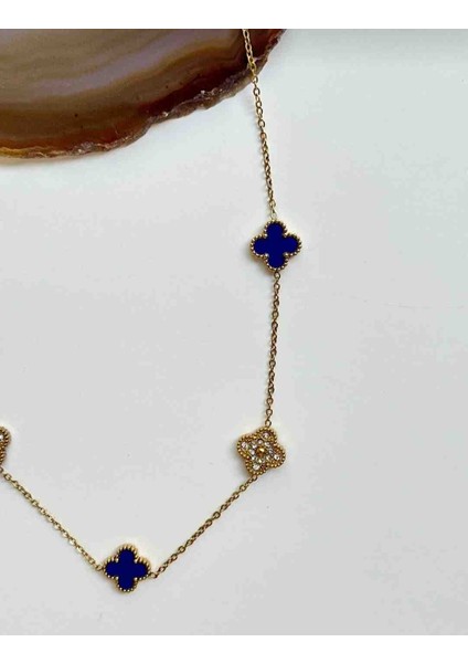 316L Gold Lacivert Taşlı Çelik Kolye fiyatları