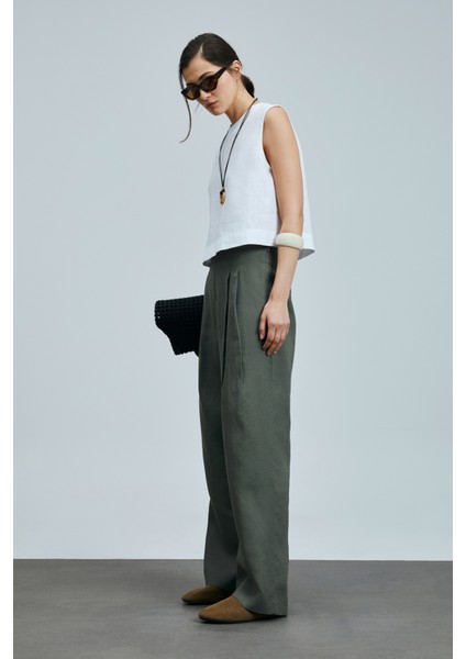 Hestıa Kadın Keten Pantolon Haki fırsatları