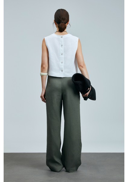 Hestıa Kadın Keten Pantolon Haki