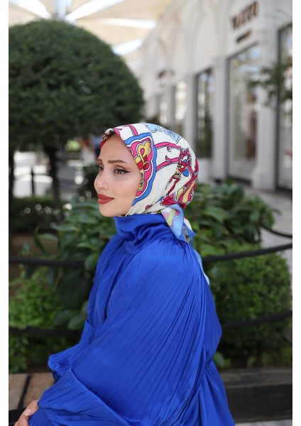 Velvet Desenli Eşarp Saks