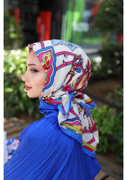 Velvet Desenli Eşarp Saks fiyatları