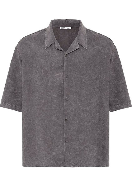 Yıkamalı Oversize Kısa Kol Gömlek Antrasit fiyatları