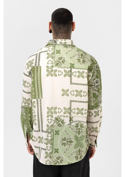 Etnik Desenli Oversize Gömlek Yeşil fiyatları