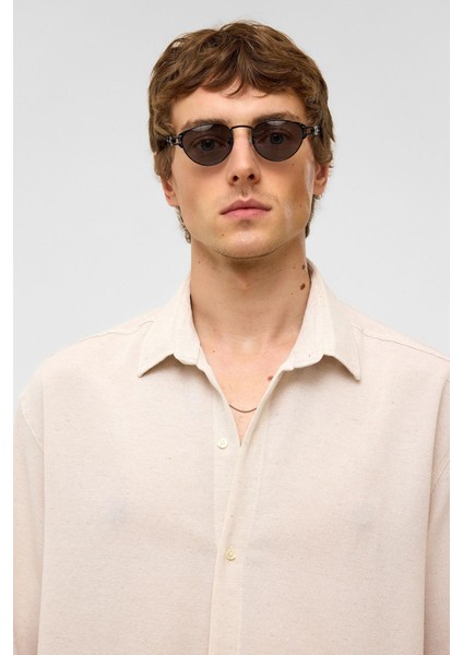 Oversize Uzun Kollu Keten Gömlek Naturel modelleri