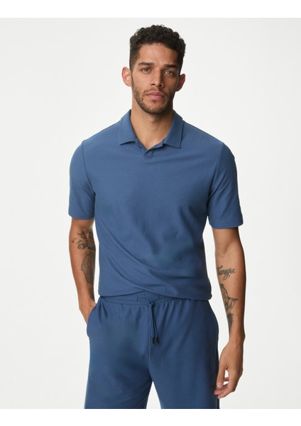 Supima® Cotton Polo Yaka Pijama Üstü
