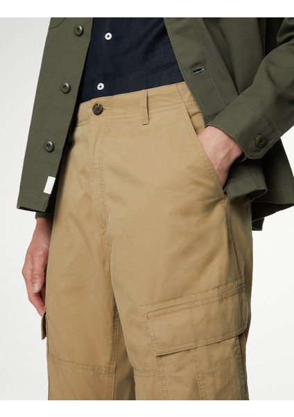 Saf Pamuklu Tapered Fit Kargo Pantolon