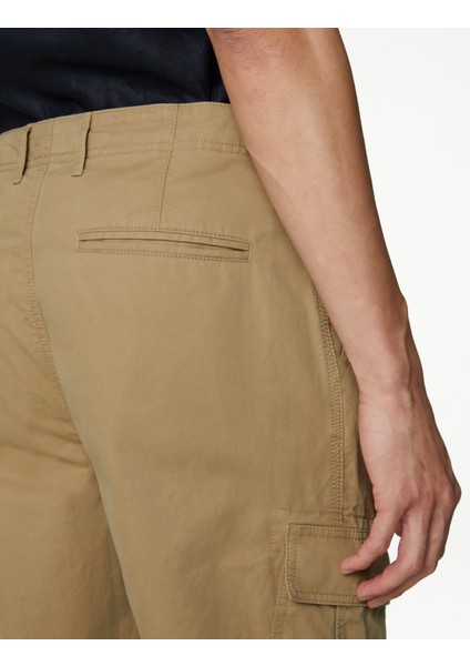 Saf Pamuklu Tapered Fit Kargo Pantolon