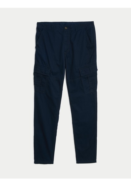 Saf Pamuklu Tapered Fit Kargo Pantolon
