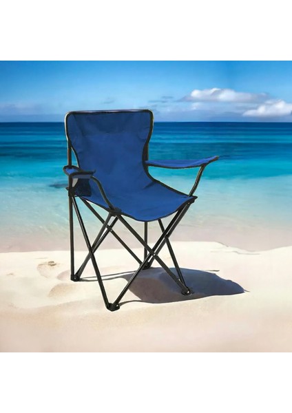 Piknik ve Kamp Sandalyesi - Mavi - 76X52X82 cm