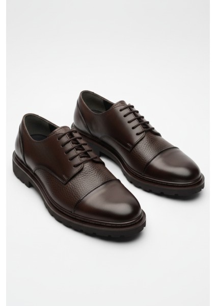 %100 Hakiki Deri Kahverengi Günlük Rahat Klasik Erkek Ayakkabı LUASS27AL0045 fırsatları