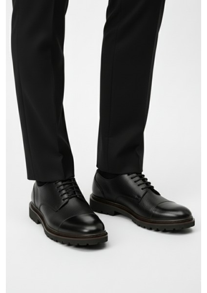 %100 Hakiki Deri Siyah Günlük Rahat Klasik Erkek Ayakkabı LUASS27AL0045 modelleri