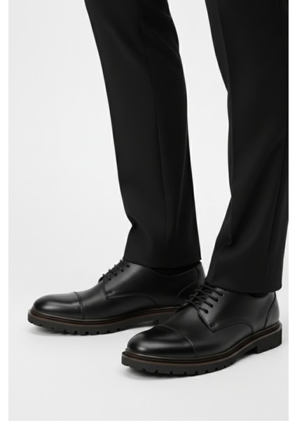 %100 Hakiki Deri Siyah Günlük Rahat Klasik Erkek Ayakkabı LUASS27AL0045 indirimleri