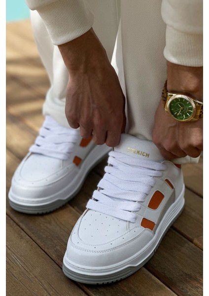 Avax Premium Kalite Erkek Sneaker Beyaz Turuncu fırsatları