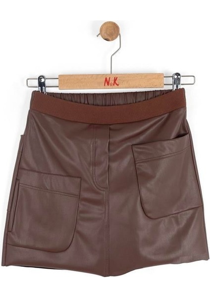 Kız Çocuk Deri Etek 8-14 Yaş Kahverengi fiyatları