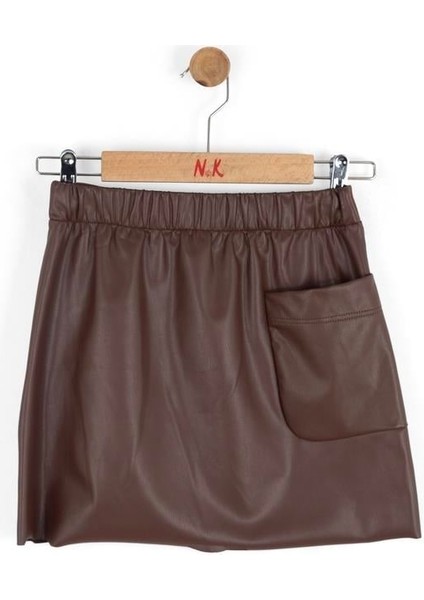 Kız Çocuk Deri Etek 8-14 Yaş Kahverengi modelleri