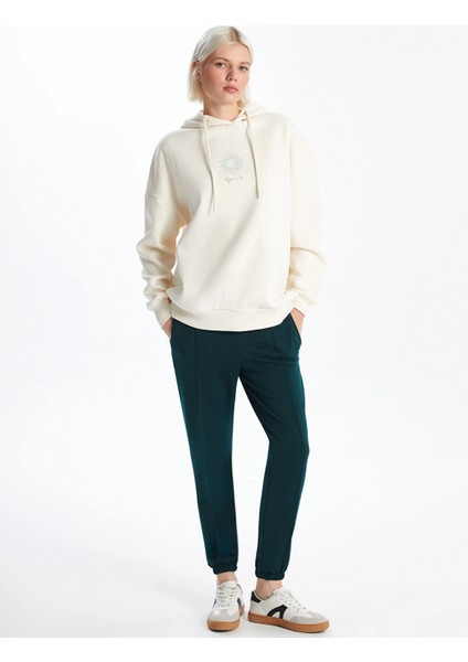 Xsıde Bej Baskılı Oversize Kadın Kalın Hoodie fiyatları