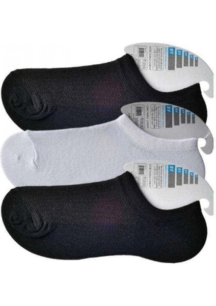Siyah ve Beyaz Erkek Görünmez Çorap 3 Çift