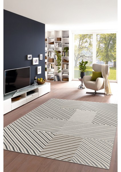 Çizgili Geometrik Yıkanabilir Halı