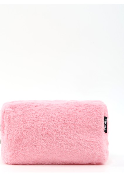 Pembe SHK244 Peluş Kumaş ,fermuarlı Tek Bölmeli ,seyahat ve Makyaj Çantası