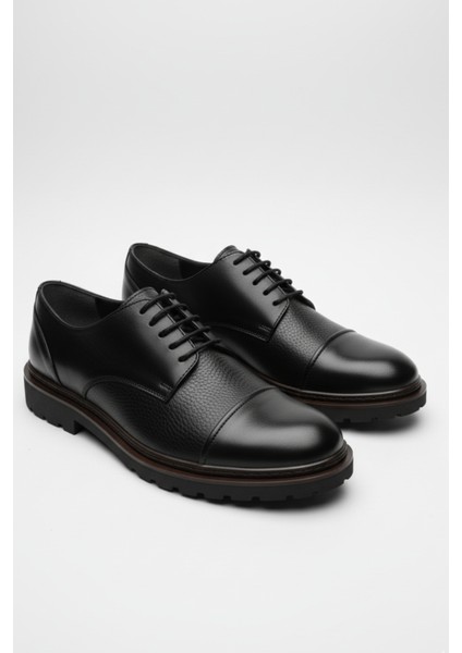 %100 Hakiki Deri Siyah Günlük Rahat Klasik Erkek Ayakkabı LUASS27AL0045 fırsatları