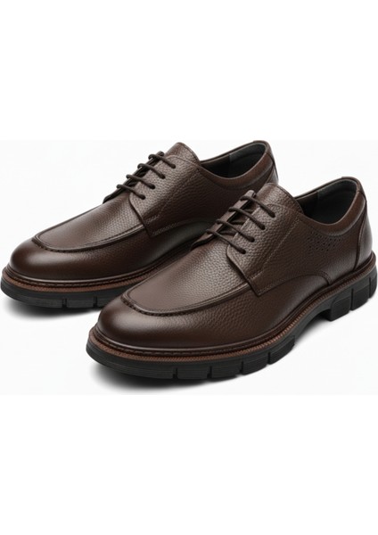 %100 Hakiki Deri Kahverengi Günlük Rahat Klasik Erkek Ayakkabı LUASS27AL0046