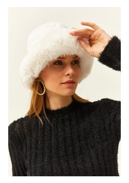 Kürk Yuvarlak Kalpak Şapka Peluş Bucket Şapka Bere