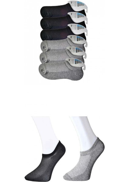 Siyah ve Gri Erkek Görünmez Çorap 6 Çift