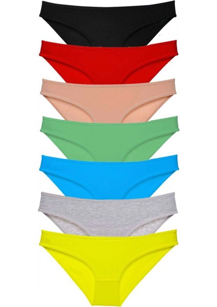 7 Adet Süper Eko Set Likralı Kadın Slip Külot Çok Renkli