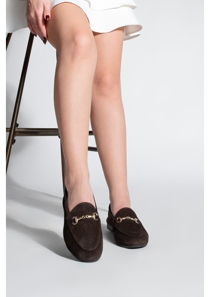 Kadın Hakiki Deri Acı Kahve Zincirli Loafer Günlük Ayakkabı Tanle fırsatları