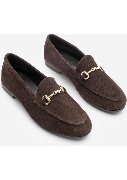 Kadın Hakiki Deri Acı Kahve Zincirli Loafer Günlük Ayakkabı Tanle indirimleri