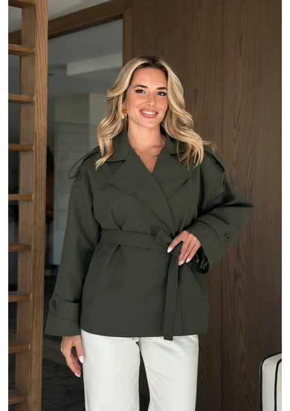 Haki Julia Kısa Trenç - 9609