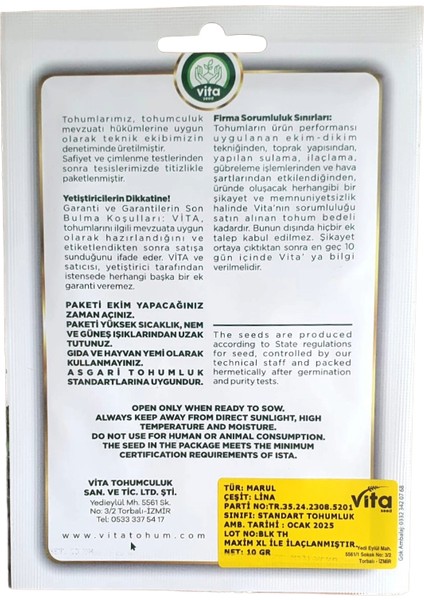 Vita Tohum Kıvırcık Marul Tohumu 10GR. fiyatları