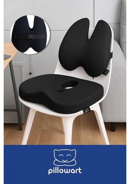 Ergonomik Kelebek Model Bel Destek ve Visco Oturma Minderi