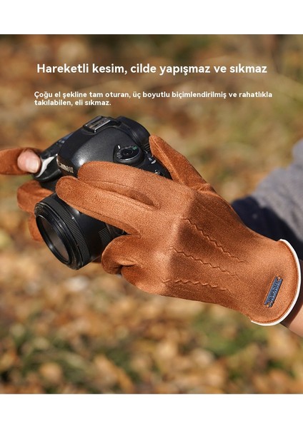 Erkek Eldiveni Dış Mekan Bisikleti Dokunmatik Ekranlı Geyik Derisi Kadife Eldiven (Yurt Dışından) modelleri