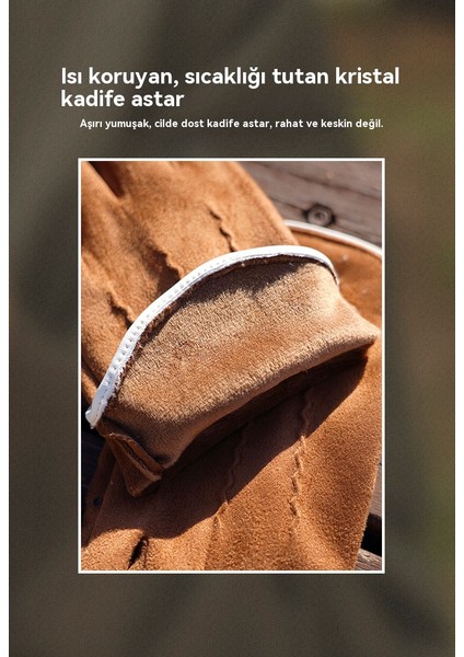 Erkek Eldiveni Dış Mekan Bisikleti Dokunmatik Ekranlı Geyik Derisi Kadife Eldiven (Yurt Dışından) indirimleri