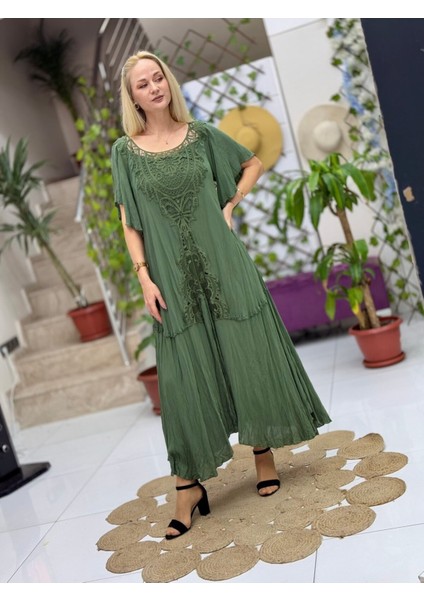 VL1420 Hürrem Vual Elbise Yeşil fiyatları