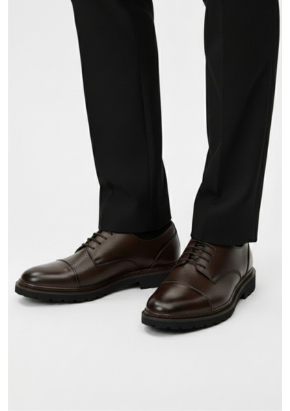 %100 Hakiki Deri Kahverengi Günlük Rahat Klasik Erkek Ayakkabı LUASS27AL0045 modelleri