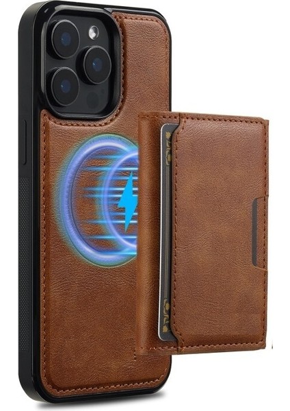 iPhone 15 Pro Max Kılıf Pollux L2 Serisi Mıknatıslı Kartlıklı 2-1 Kapak