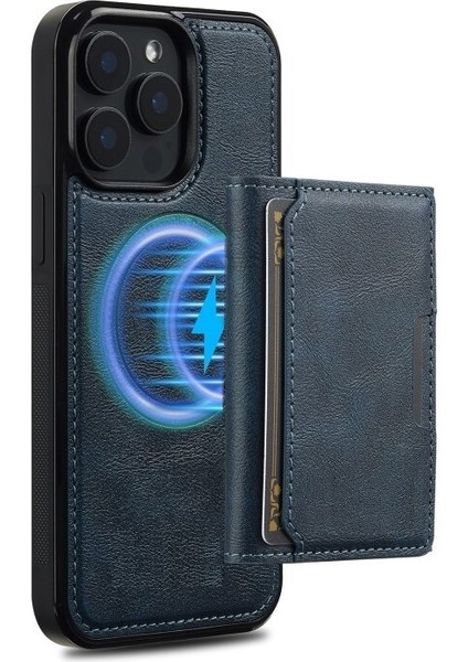 iPhone 15 Pro Max Kılıf Pollux L2 Serisi Mıknatıslı Kartlıklı 2-1 Kapak
