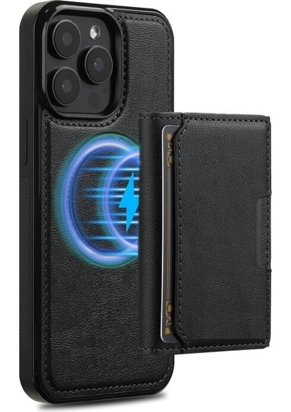 iPhone 15 Pro Kılıf Pollux L2 Serisi Mıknatıslı Kartlıklı 2-1 Kapak