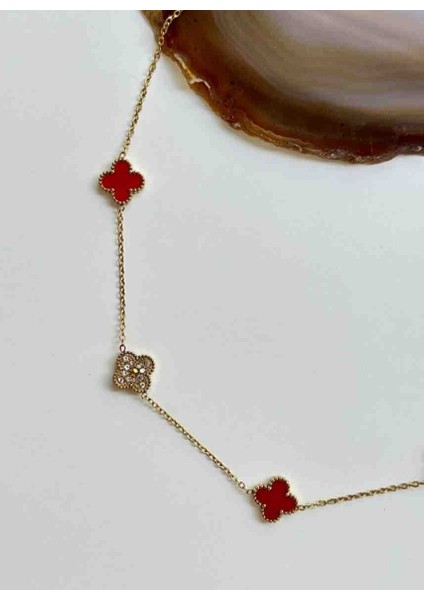 316L Gold Kırmızı Taşlı Çelik Kolye fiyatları